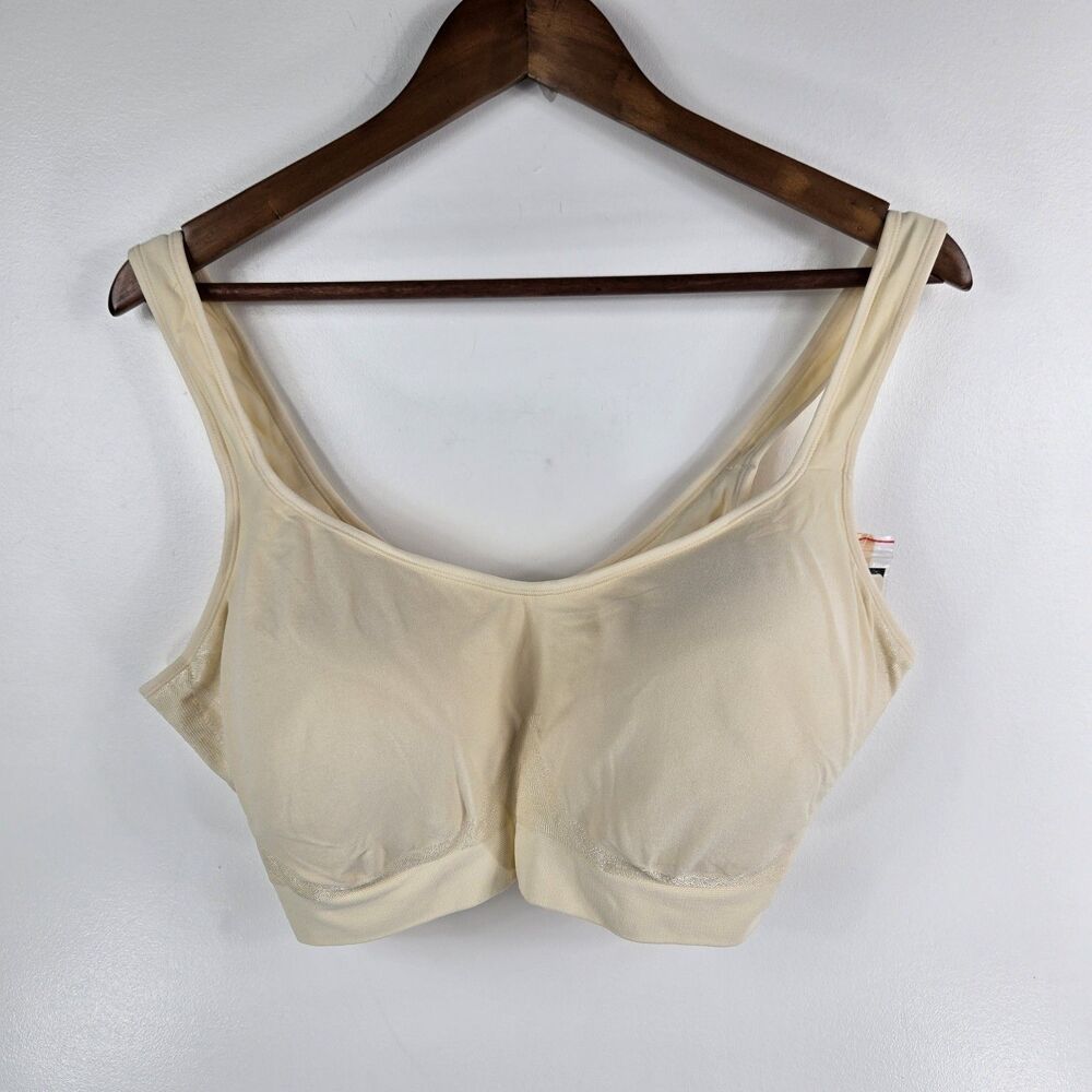 Truekind 10022 Women's Size 4XL Ivory Daily Comfort Wirefree‎ Shaper Bra NWT